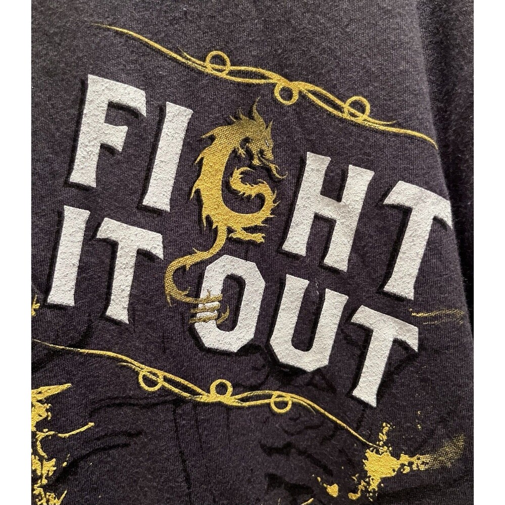 NEW Fight it Out Dragon Graphic T Shirt Adult L MMA Boxing Viking Warrior Metal - Picture 3 of 5